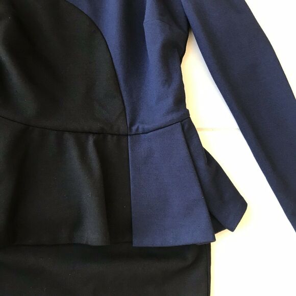 Torn by Ronny Kobo Dress Bodycon Peplum One Shoulder Color Block - Picture 8 of 12